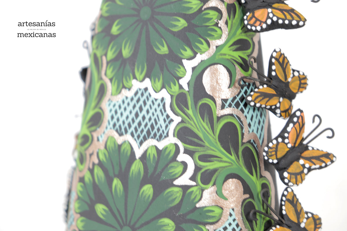 Catrina de mariposas monarcas verde - 30 cm. 12 in.