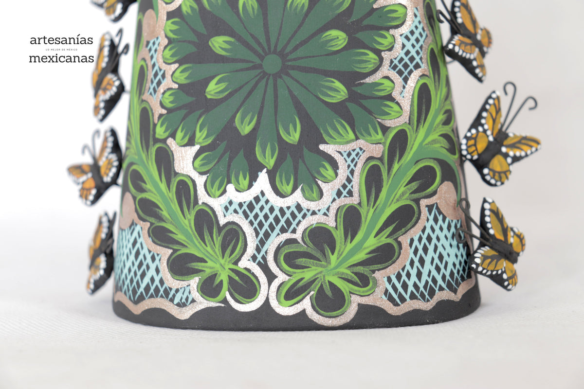 Catrina de mariposas monarcas verde - 30 cm. 12 in.