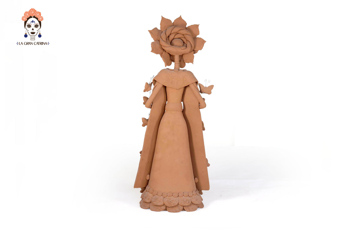 Catrina con tocado con flores cempasúchil 43 Cm. 16.9 In.