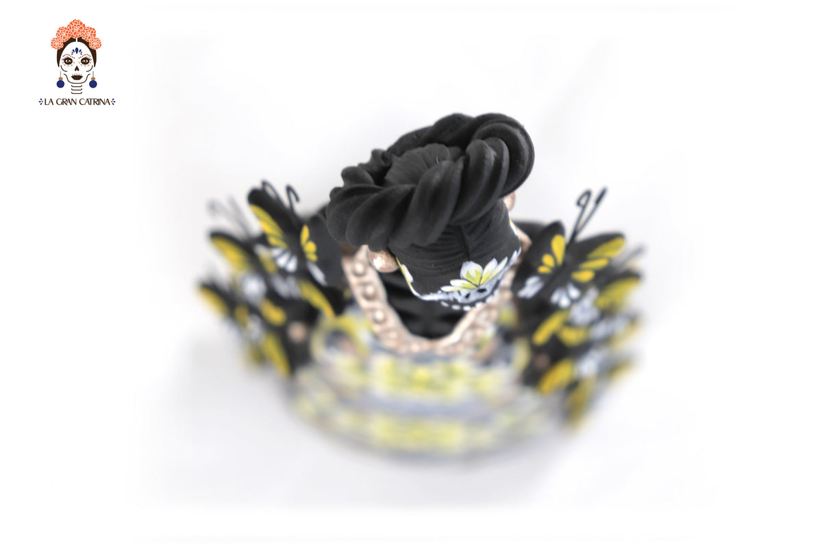 Catrina de mariposas blancas y amarillas - 30 cm. 12 in.