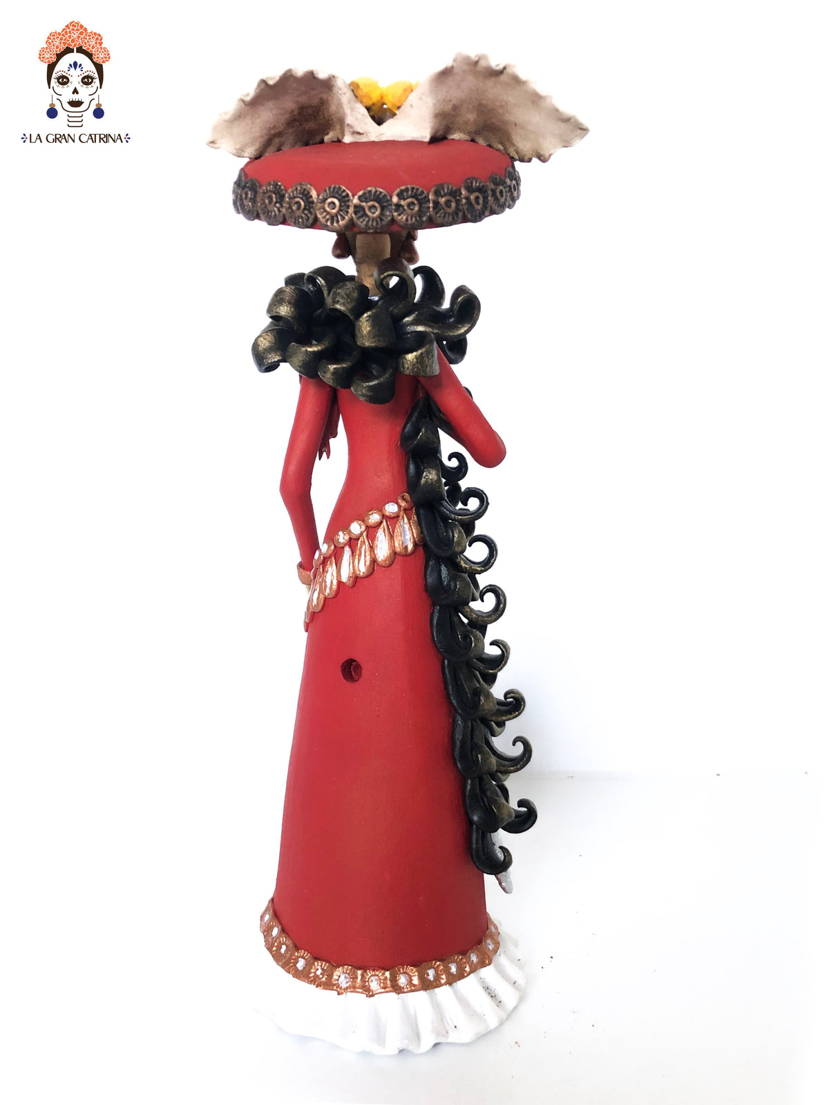 Catrina garbancera vestido rojo - 25 cm. 10 in.