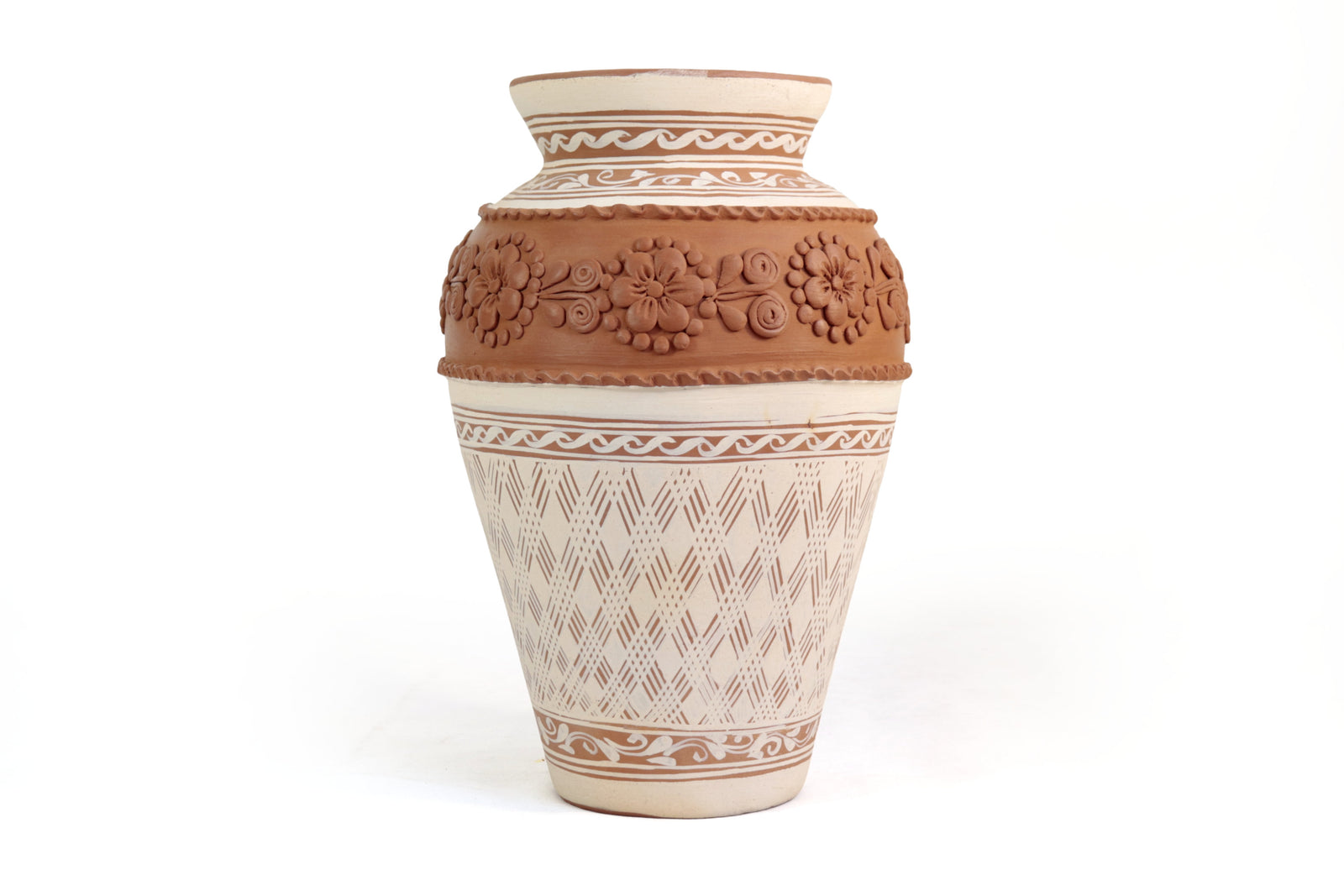 Jarrón Flor de Barro Alto - Patamban - 33 cm. 12.9 in. Artesanía