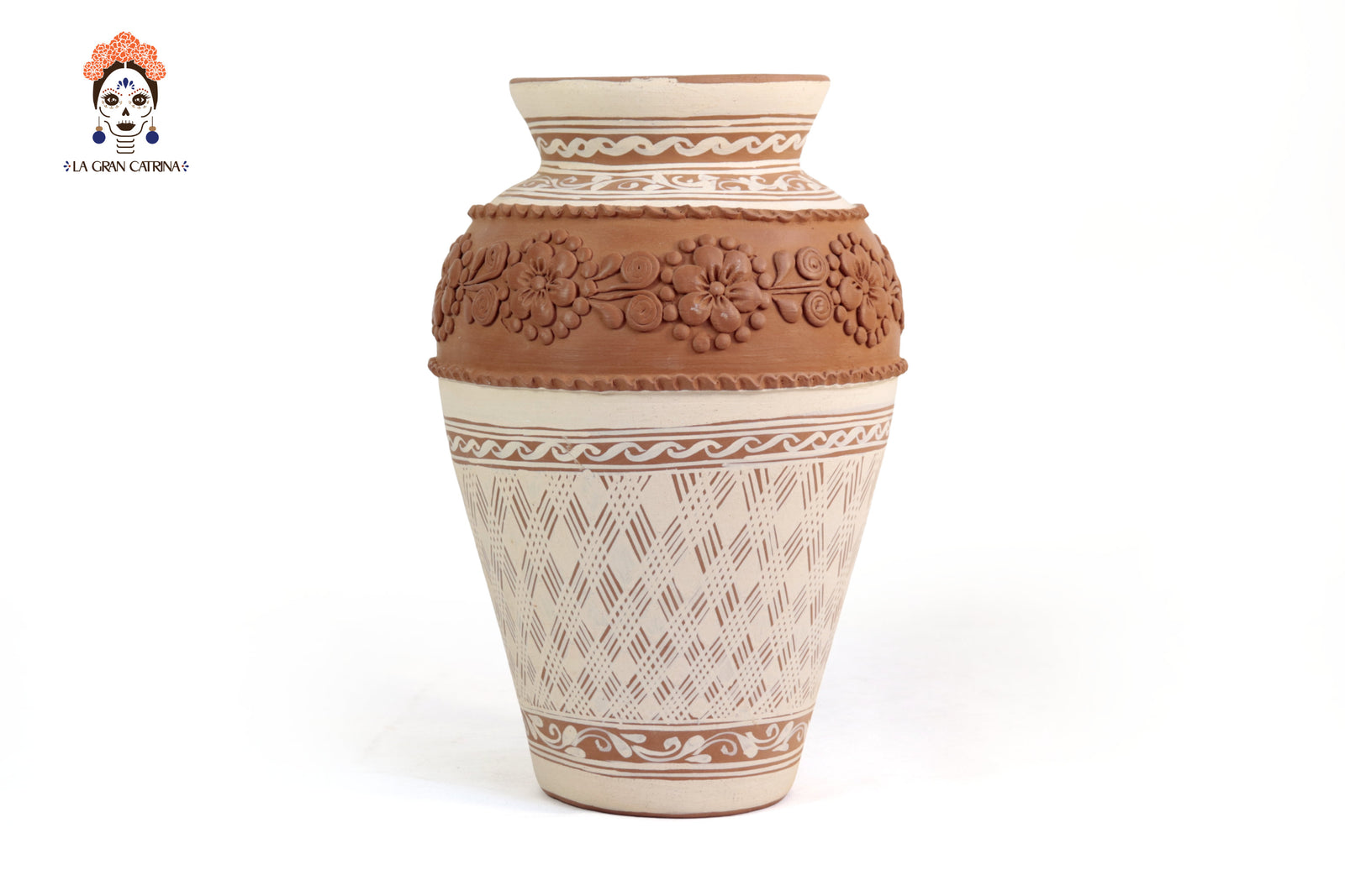 Jarrón Flor de Barro Alto - Patamban - 33 cm. 12.9 in. Artesanía