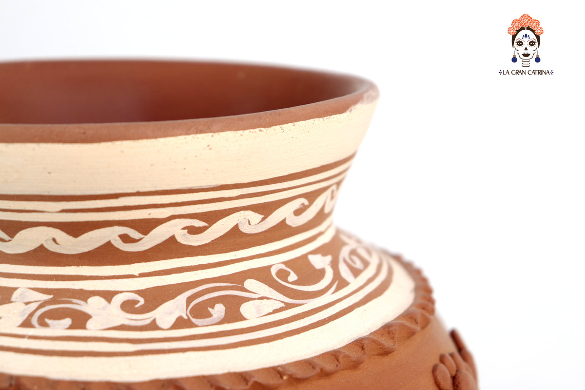 Jarrón Flor de Barro Alto - Patamban - 33 cm. 12.9 in. Artesanía