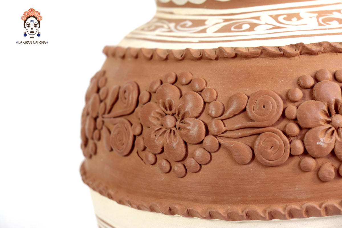 Jarrón Flor de Barro Alto - Patamban - 33 cm. 12.9 in. Artesanía