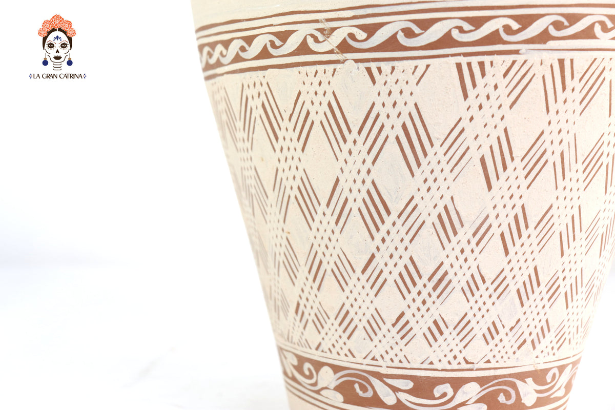 Jarrón Flor de Barro Alto - Patamban - 33 cm. 12.9 in. Artesanía