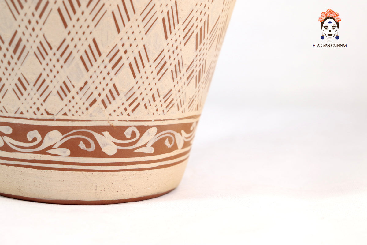 Jarrón Flor de Barro Alto - Patamban - 33 cm. 12.9 in. Artesanía