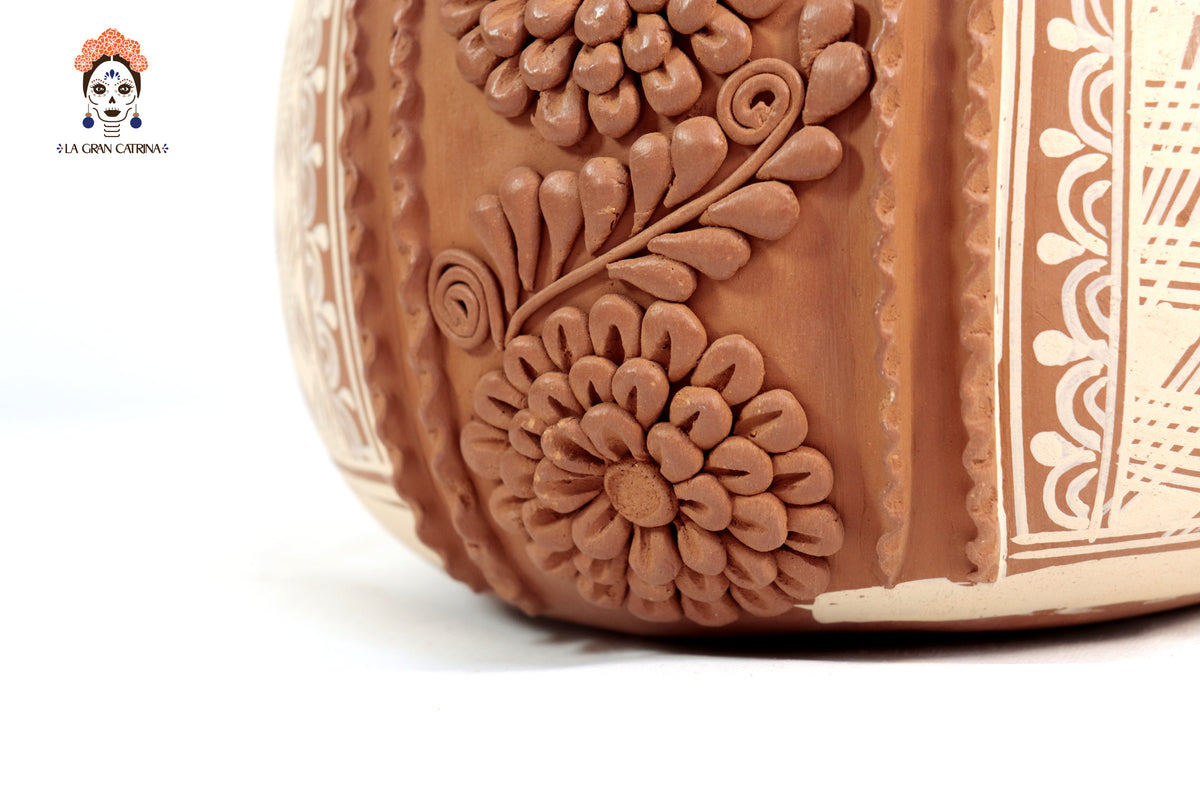 Jarrón Flor de Tierra Barro - Patamban - 28 cm. 11 in. Artesanía