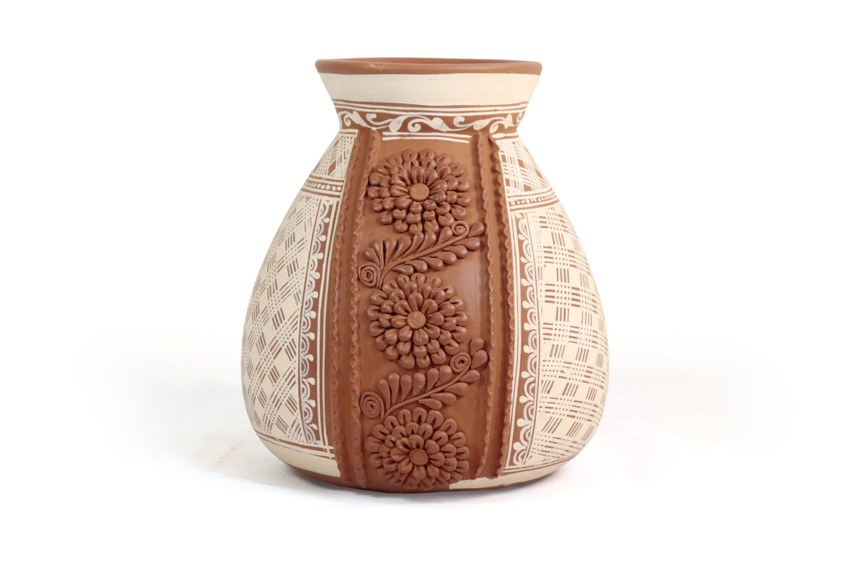Jarrón Flor de Tierra Barro - Patamban - 28 cm. 11 in. Artesanía