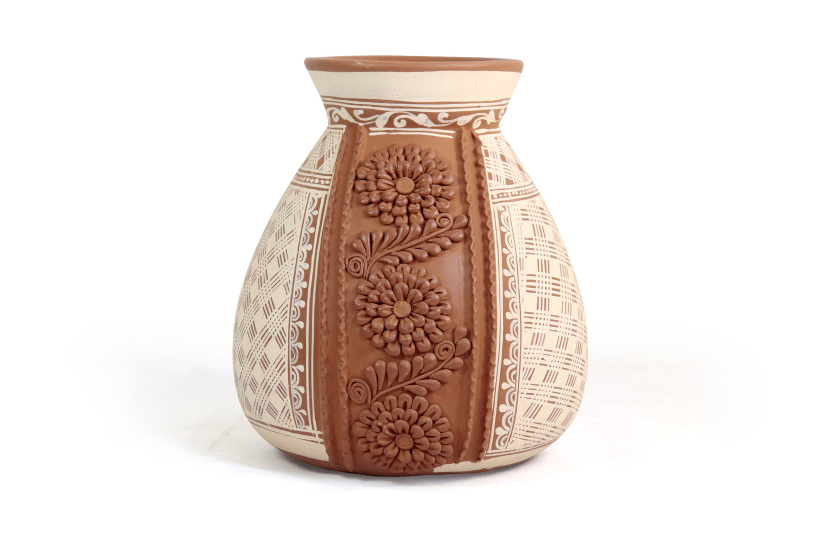 Jarrón Flor de Tierra Barro - Patamban - 28 cm. 11 in. Artesanía