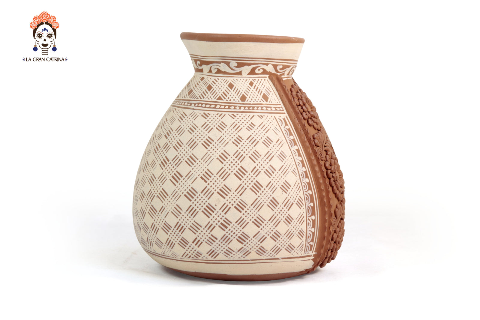 Jarrón Flor de Tierra Barro - Patamban - 28 cm. 11 in. Artesanía