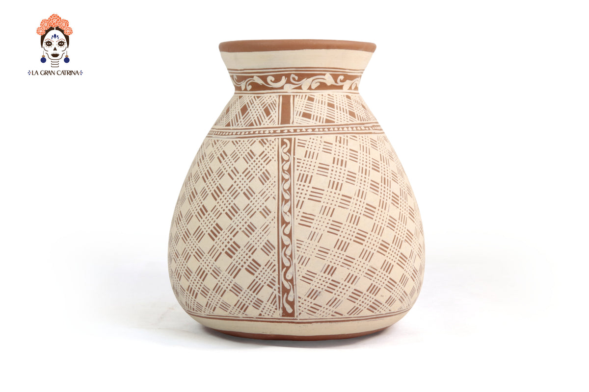 Jarrón Flor de Tierra Barro - Patamban - 28 cm. 11 in. Artesanía