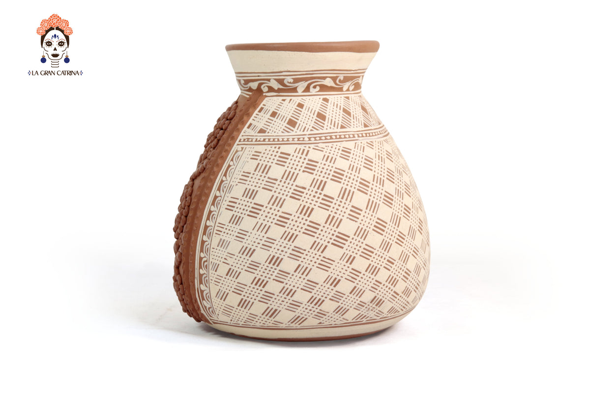 Jarrón Flor de Tierra Barro - Patamban - 28 cm. 11 in. Artesanía