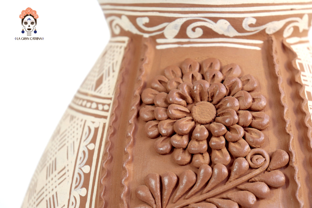 Jarrón Flor de Tierra Barro - Patamban - 28 cm. 11 in. Artesanía