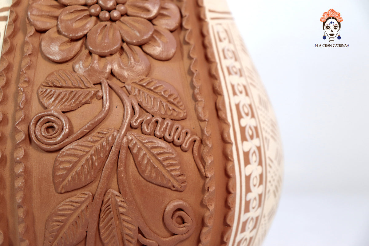 Jarra Floral de Barro - Patamban - 26 cm. 10 in. Artesanía