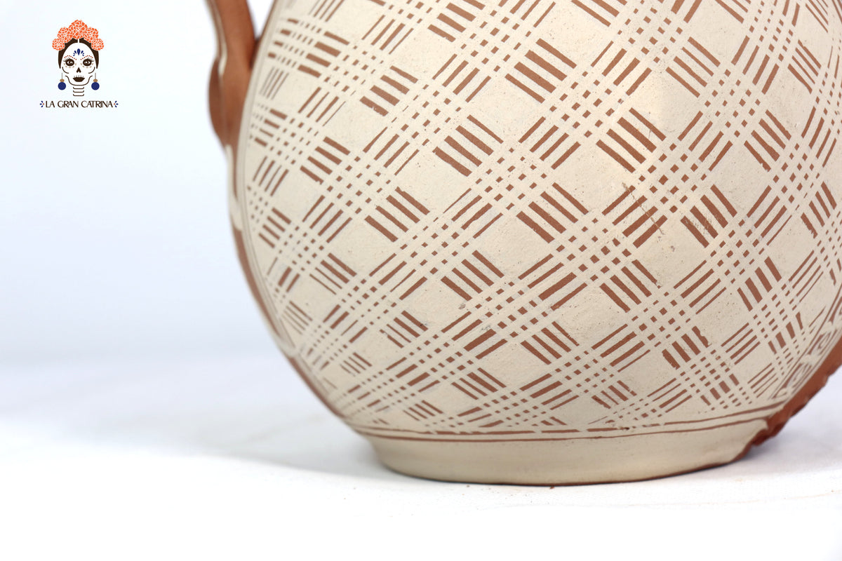Jarra Floral de Barro - Patamban - 26 cm. 10 in. Artesanía
