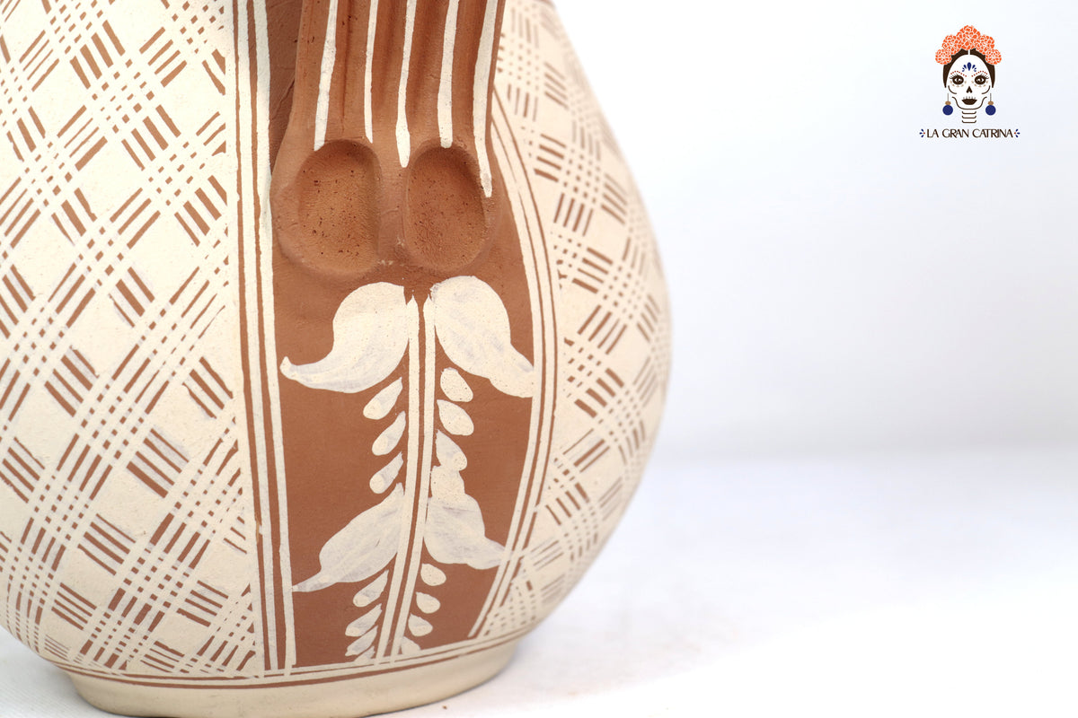 Jarra Floral de Barro - Patamban - 26 cm. 10 in. Artesanía