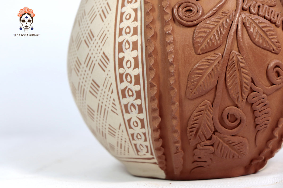 Jarra Floral de Barro - Patamban - 26 cm. 10 in. Artesanía