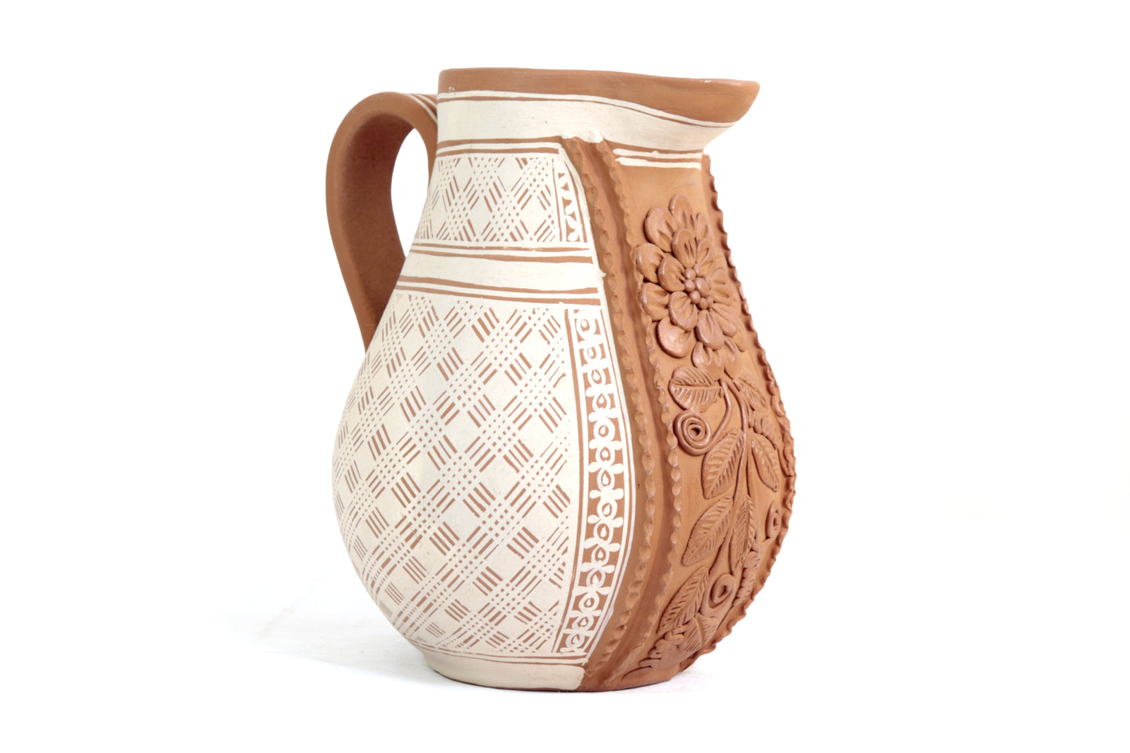Jarra Floral de Barro - Patamban - 26 cm. 10 in. Artesanía