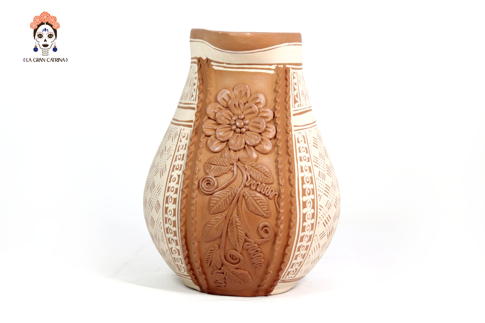 Jarra Floral de Barro - Patamban - 26 cm. 10 in. Artesanía