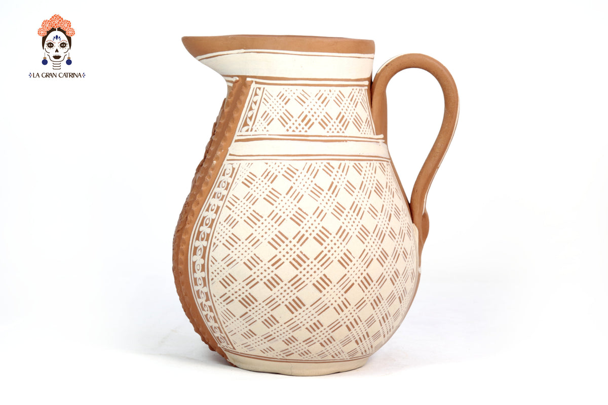 Jarra Floral de Barro - Patamban - 26 cm. 10 in. Artesanía