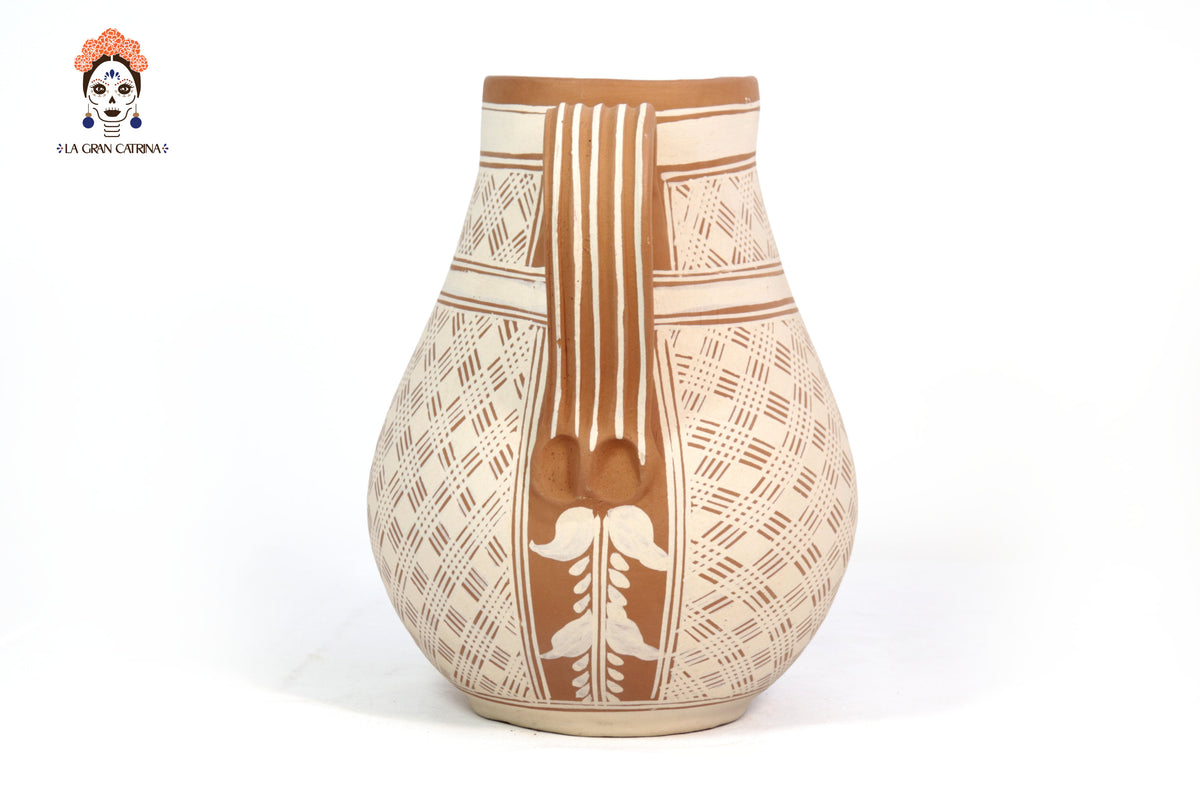Jarra Floral de Barro - Patamban - 26 cm. 10 in. Artesanía