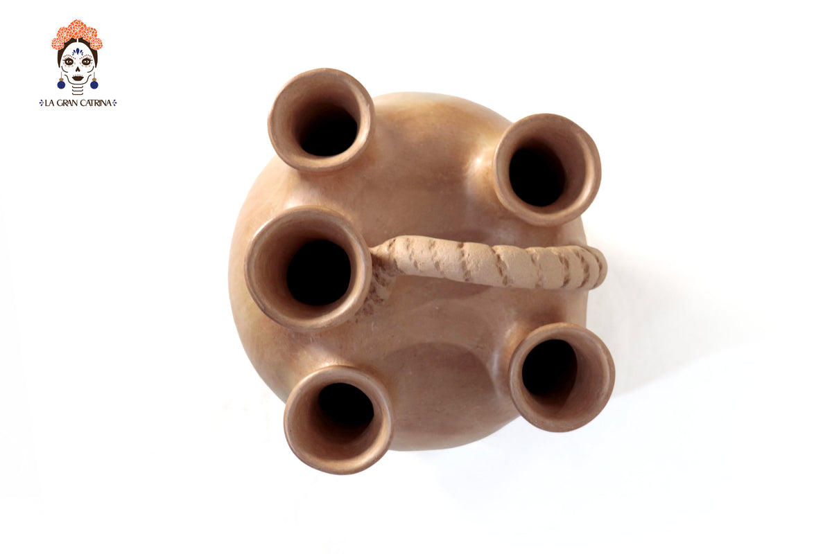 Vasija Mixe Ancestral Cola de Tlacuache II - 17 Cm. 6.6 In. Mixe