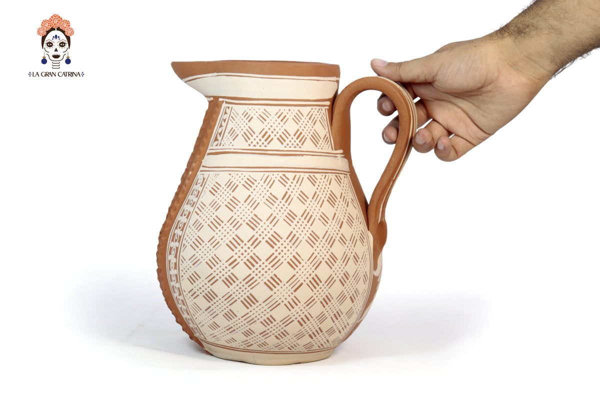 Jarra Floral de Barro - Patamban - 26 cm. 10 in. Artesanía