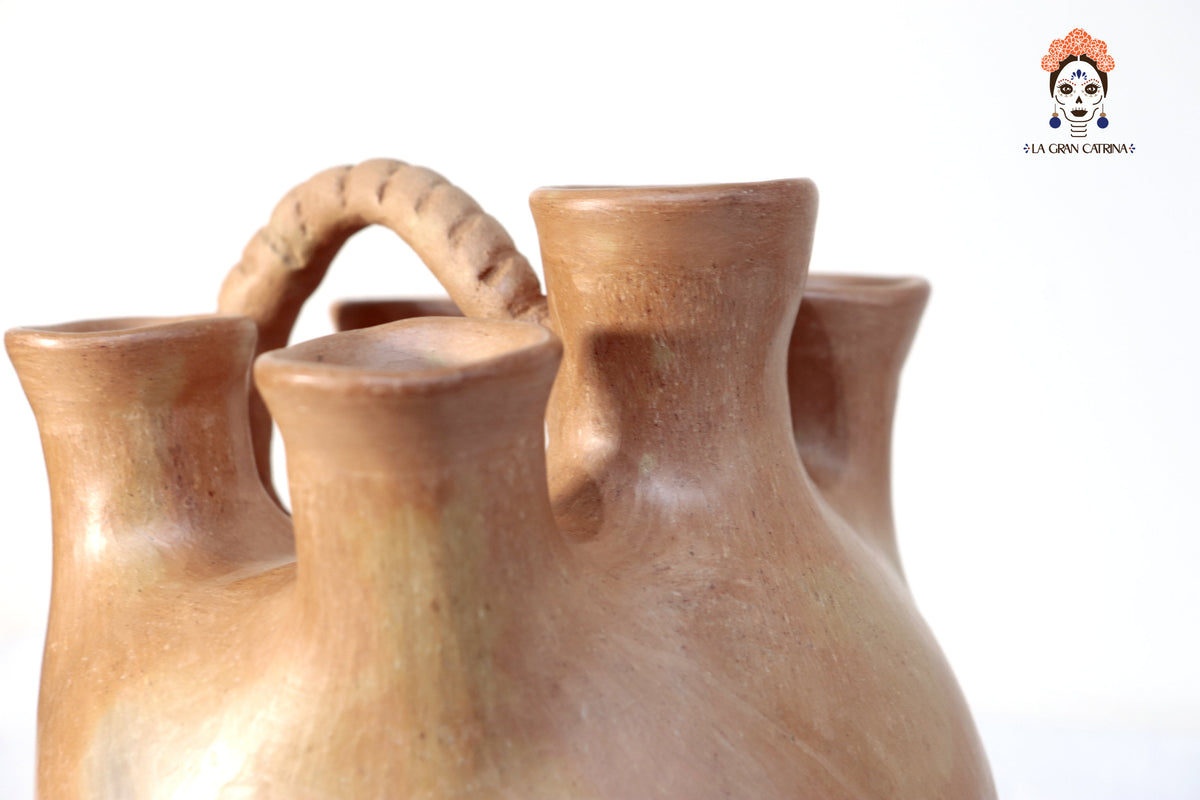 Vasija Mixe Ancestral Cola de Tlacuache II - 17 Cm. 6.6 In. Mixe