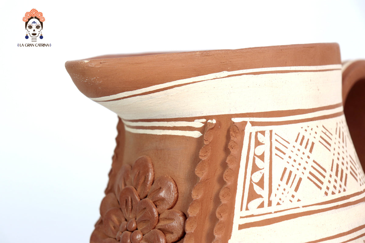 Jarra Floral de Barro - Patamban - 26 cm. 10 in. Artesanía