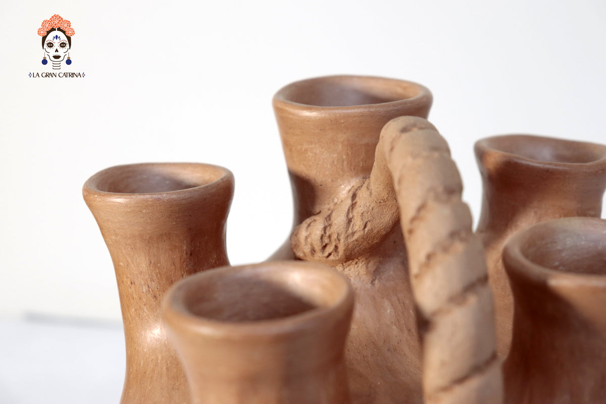 Vasija Mixe Ancestral Cola de Tlacuache II - 17 Cm. 6.6 In. Mixe