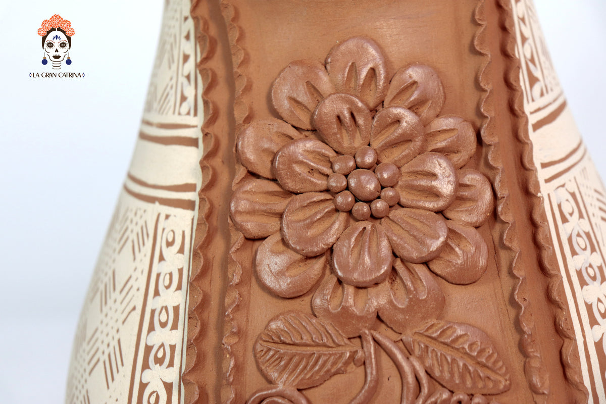 Jarra Floral de Barro - Patamban - 26 cm. 10 in. Artesanía