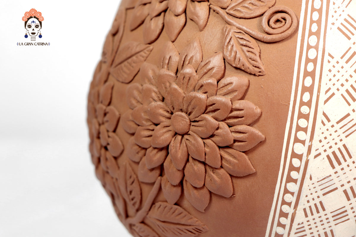 Jarra Floral de Barro - Patamban - 29 cm. 11.4 in. Artesanía
