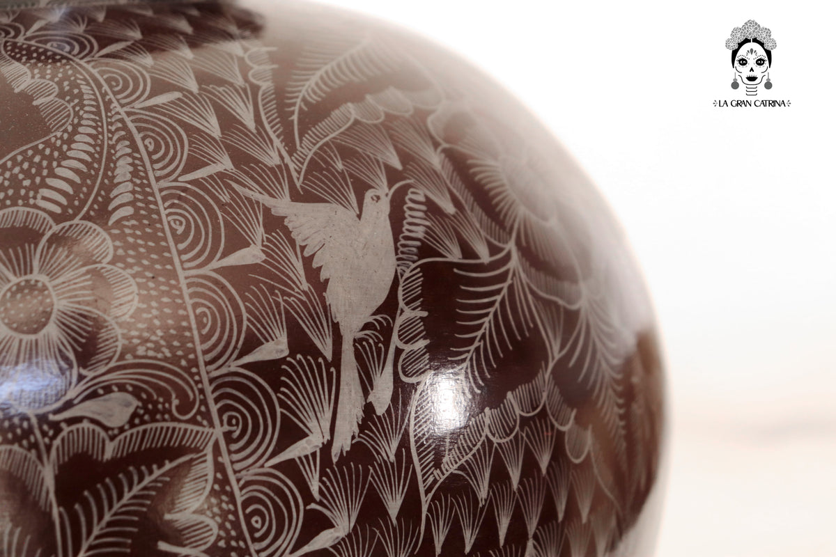 Jarrón de aves marron - Huancito - 38 cm. 14.9 In.