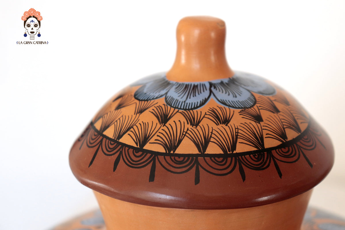 Jarrón de aves azul y naranja - Huancito - 38 cm. 14.9 In.