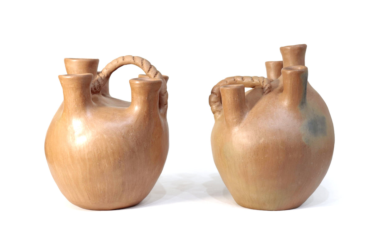 Pareja de Vasija Mixe Ancestral Cola de Tlacuache - 17 Cm. 6.6 In. - Sobre Pedido Mixe