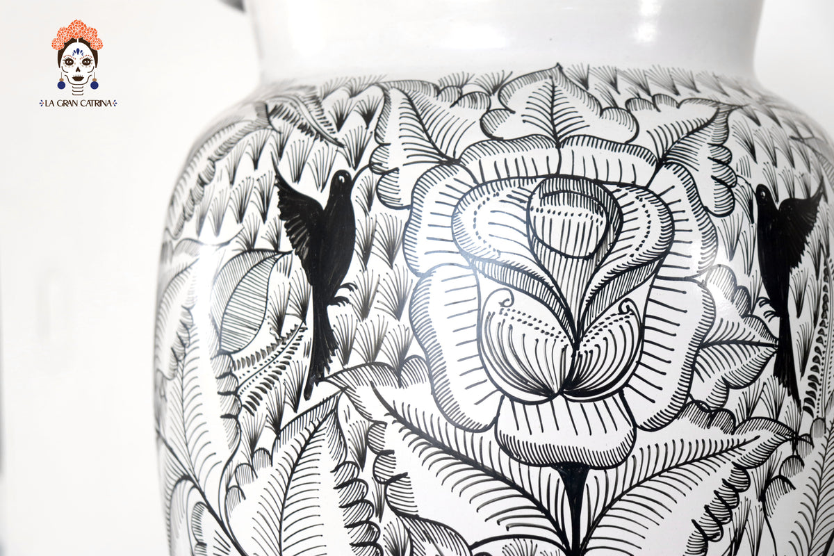 Cantaro Flores y Aves - Huancito - 46.5 cm. 18.3 In.