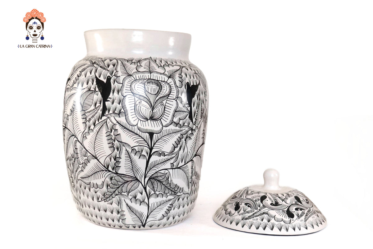 Cantaro Flores y Aves - Huancito - 46.5 cm. 18.3 In.