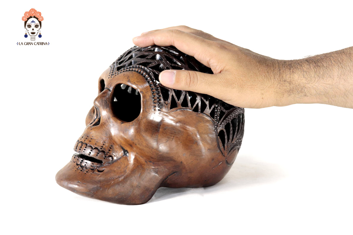 Cráneo de Barro Negro Tallado a Mano 18 cm. 7.1 in. - En produccion Barro negro