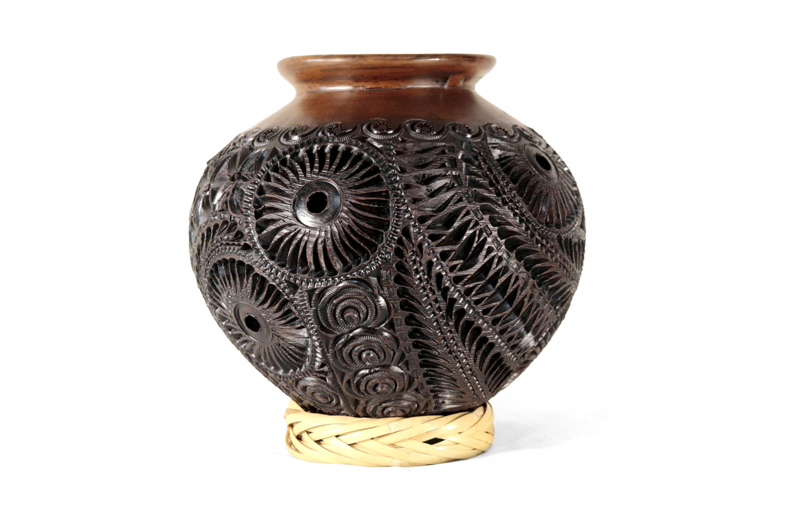 Jarrón de Barro Negro 24 cm. 9.4 in. Barro negro