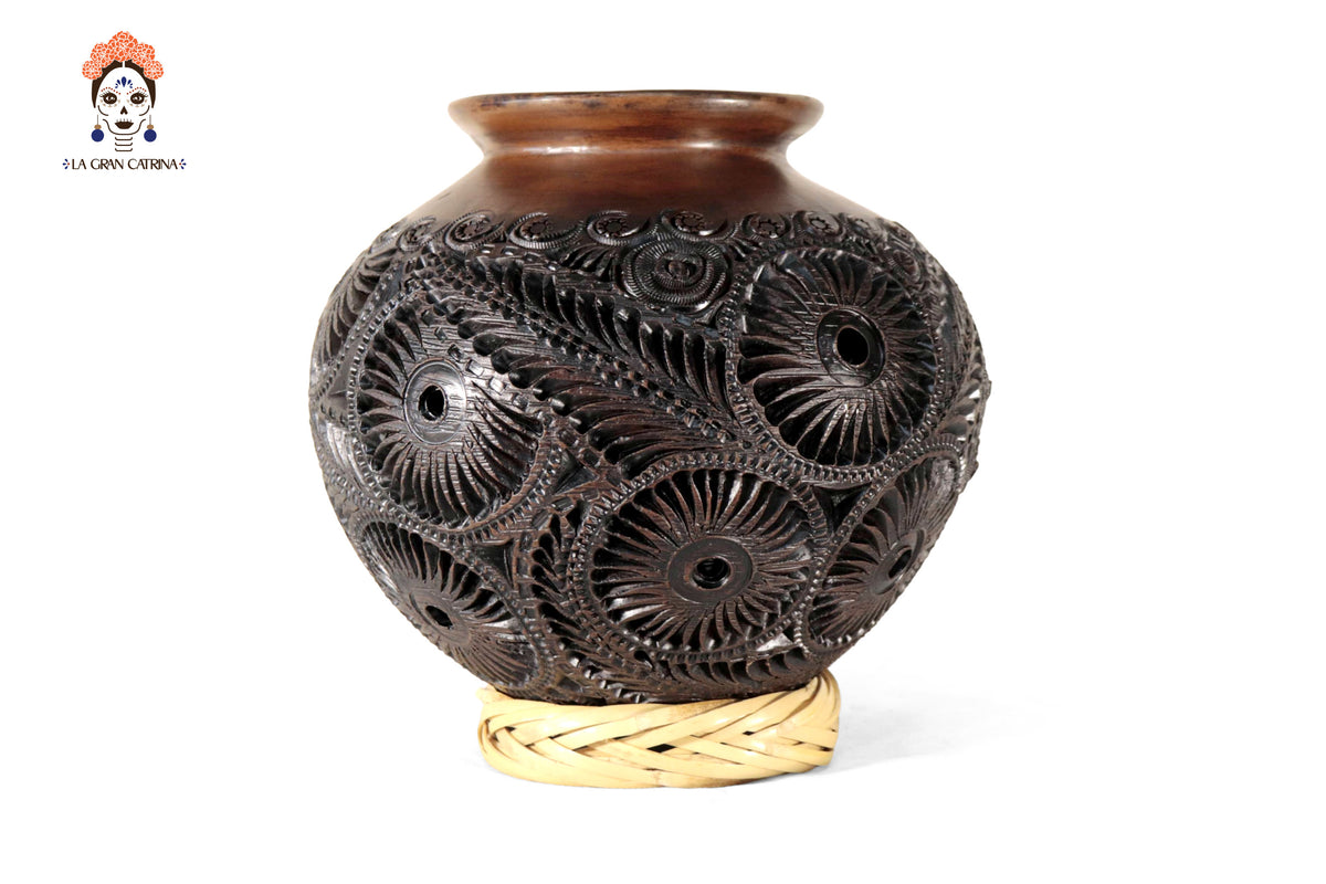 Jarrón de Barro Negro 24 cm. 9.4 in. Barro negro