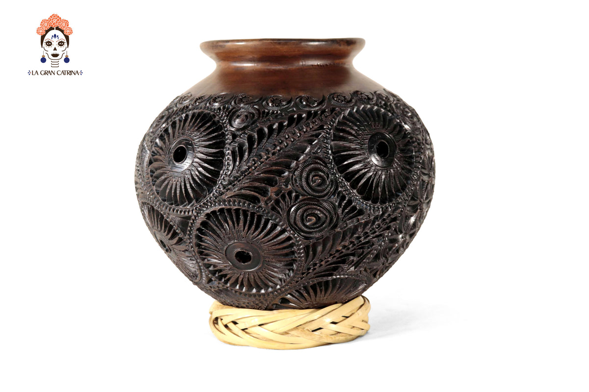 Jarrón de Barro Negro 24 cm. 9.4 in. Barro negro