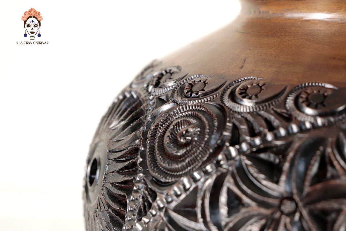 Jarrón de Barro Negro 24 cm. 9.4 in. Barro negro