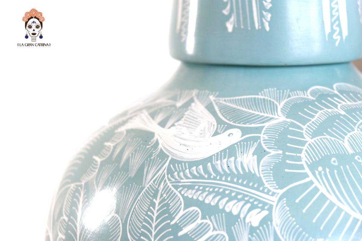 Jarrón de follaje verde con aves - Huancito - 29.5 cm. 11.6 In.