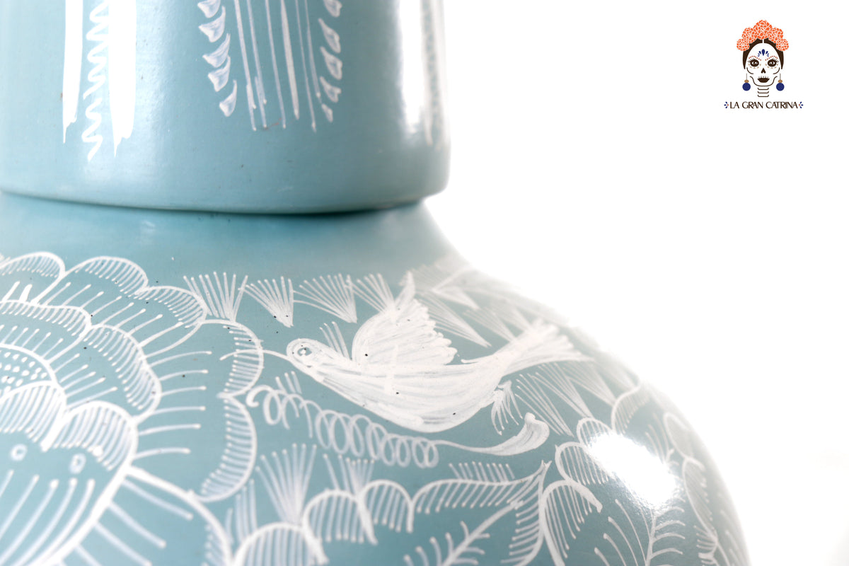 Jarrón de follaje verde con aves - Huancito - 29.5 cm. 11.6 In.