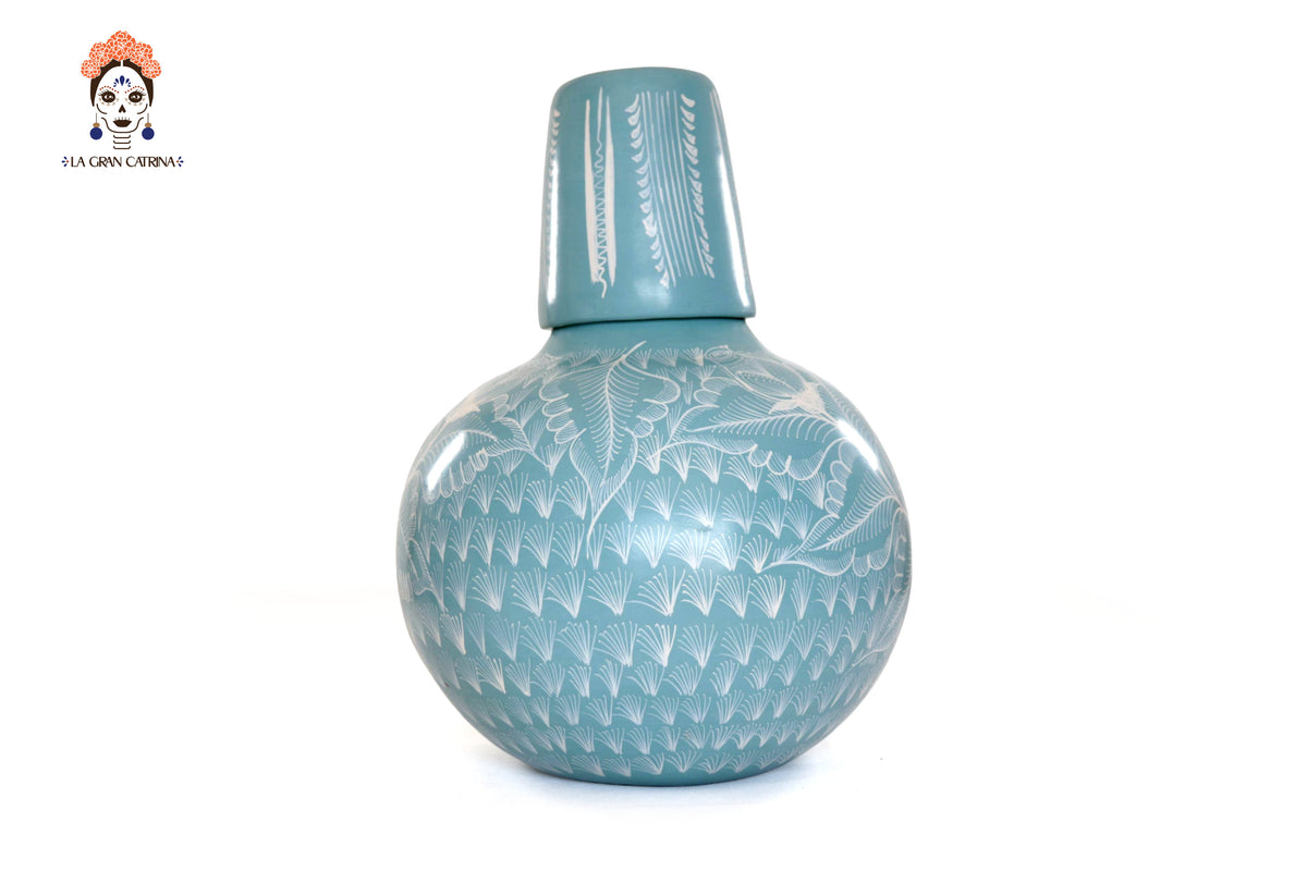 Jarrón de follaje verde con aves - Huancito - 29.5 cm. 11.6 In.