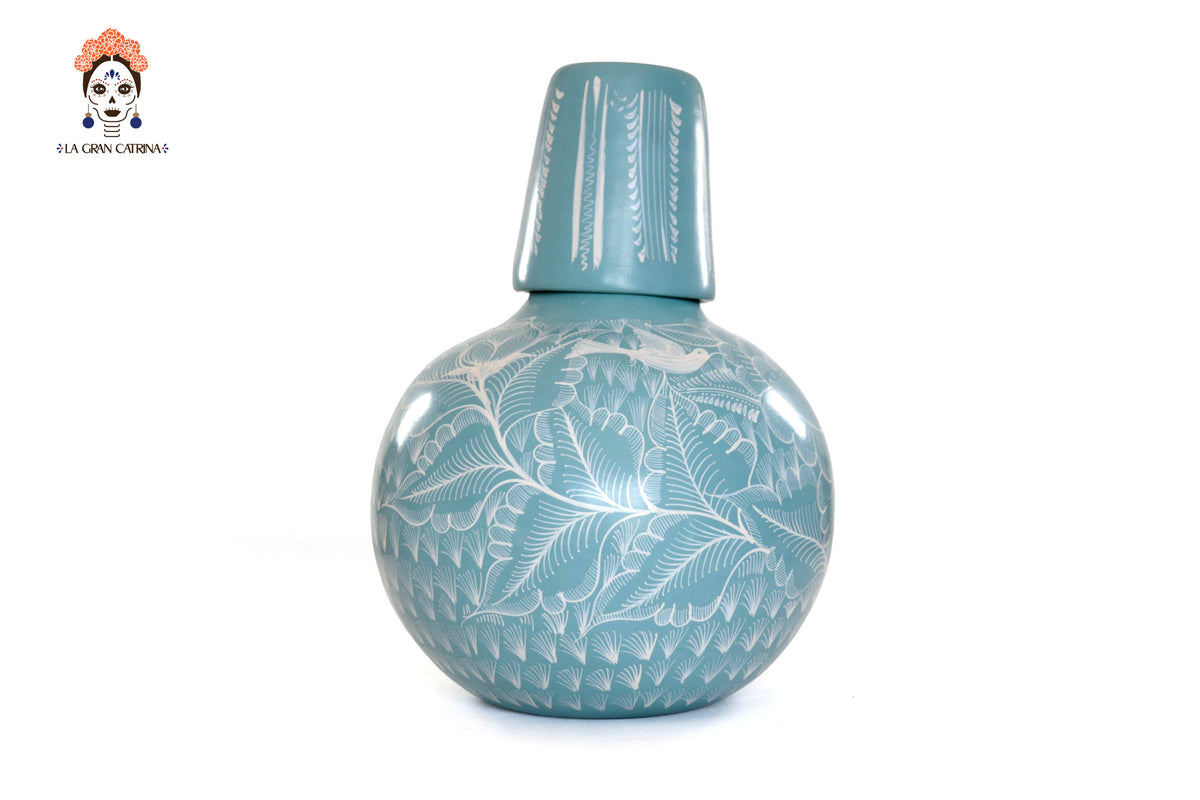 Jarrón de follaje verde con aves - Huancito - 29.5 cm. 11.6 In.