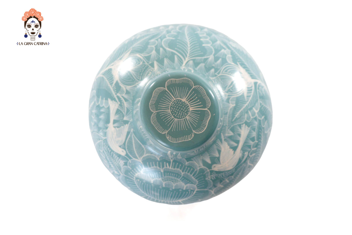 Jarrón de follaje verde con aves - Huancito - 29.5 cm. 11.6 In.