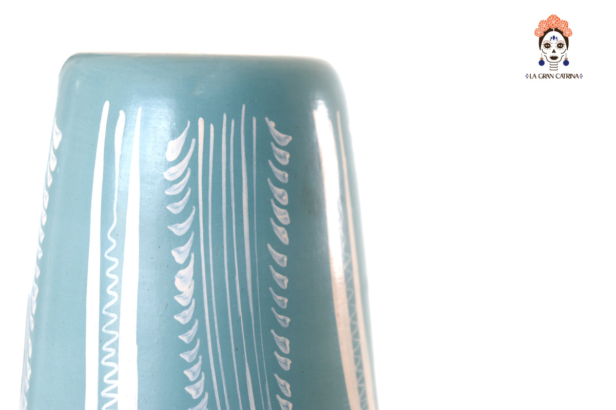 Jarrón de follaje verde con aves - Huancito - 29.5 cm. 11.6 In.