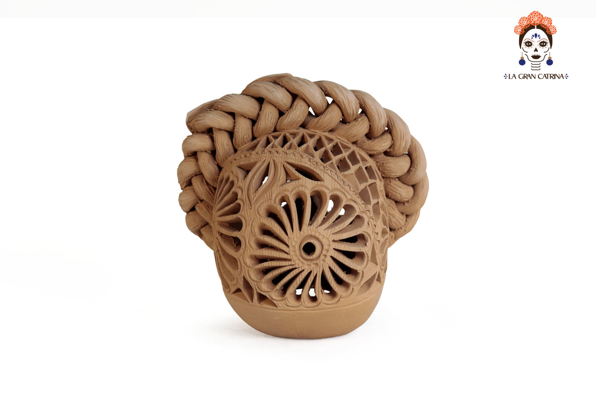 Cráneo Natural con Flores - 20 cm. 7.9 in.